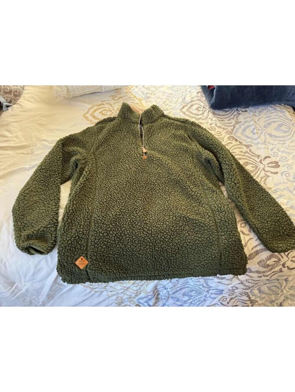 Simply Southern Green Sherpa Pullover Quarter Zip Fleece Women's M